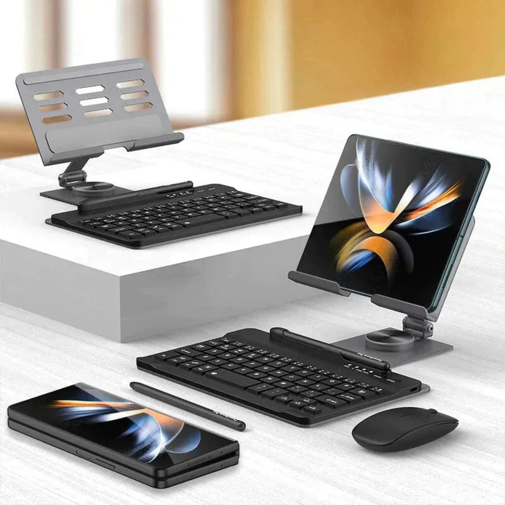 FlexiDesk Z Fold Wireless Keyboard, 360° Stand, Mouse, Pen Set theroxymob